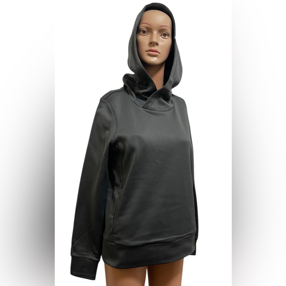 NIKE HOODED PULLOVER SWEATSHIRT WOMENS POCKETS SOLID GRAY COLOR SIZE MEDIUM